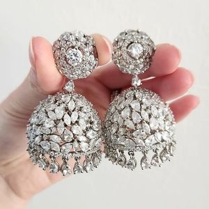 Silver Revolving Jhumka Large dangle earrings
